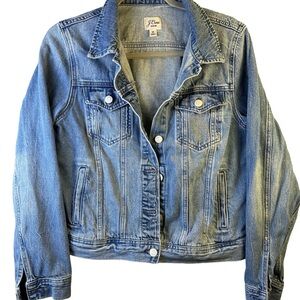 J. Crew Women's Light Blue Distressed, relaxed Fit, Cropped Jean Jacket size M